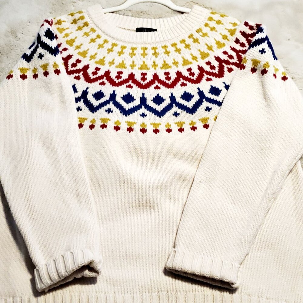 J. Crew Fair Isle Ivan Crewneck Wool Knit Sweater Cottagecore Size XXL - Picture 2 of 10
